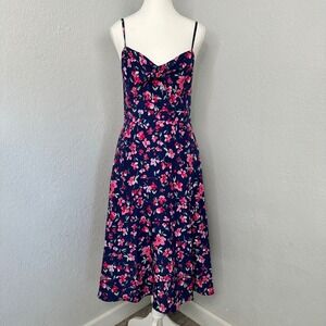 NWOT Eliza J navy pink Floral Sundress with Bow Front women's size 6